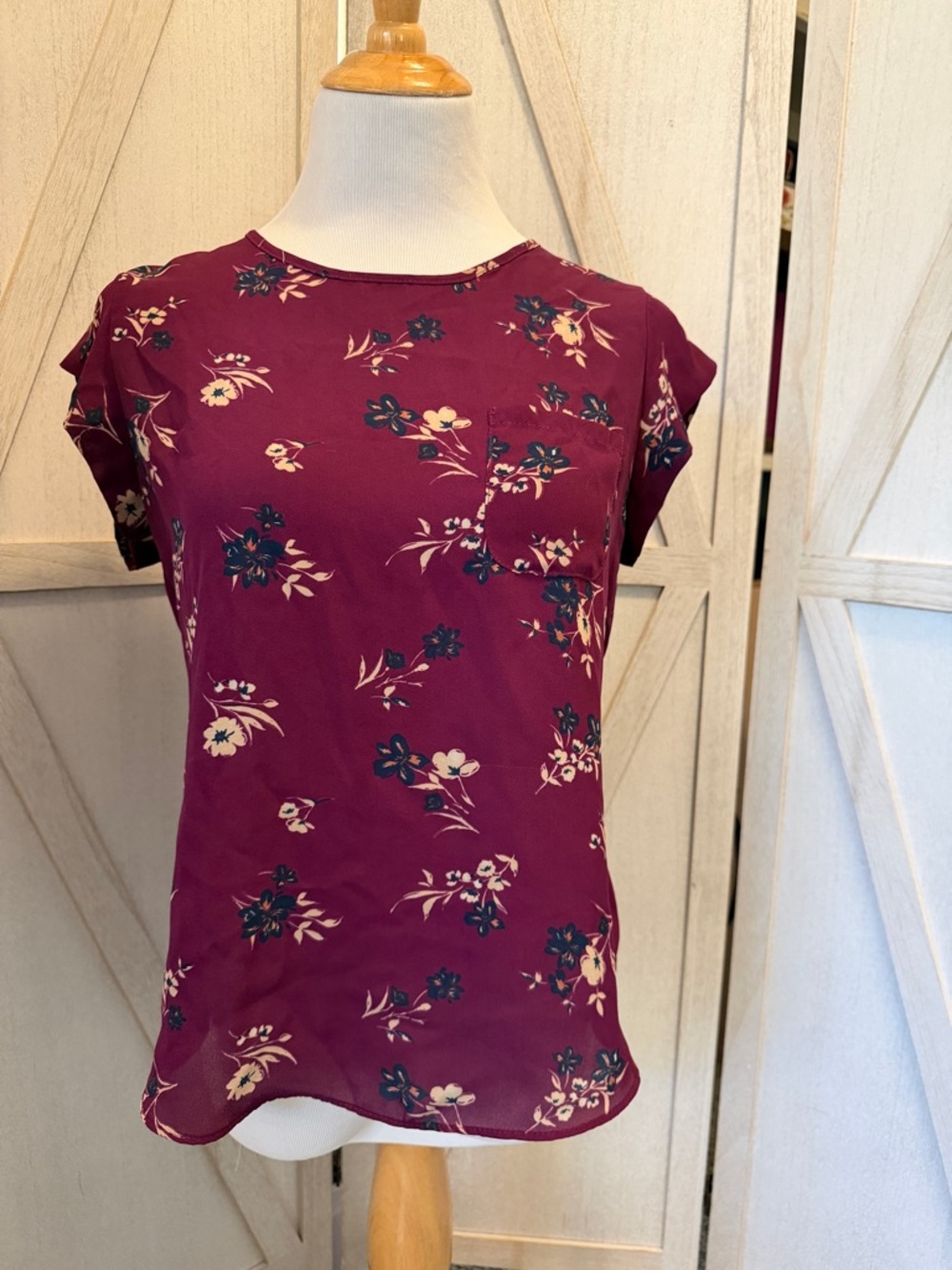 Lily White Magenta Floral Blouse